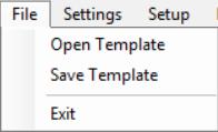 Menu Bar File Menu to open and to save templates and to "Exit" the program.
