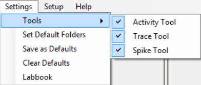 Switch the tools on or off via check box in front.