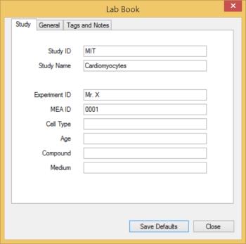 Labbook Please use entrys in the three tabs of the labbook for later analysis of