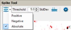 Spike Tool Toolbar Define the "Threshold" for the spike detection from the drop-down box: