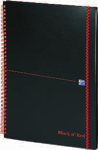 .. Fully casebound High quality 90gsm Optik Paper Perforated pages Black n' Red Wirebound Hardback Notebooks