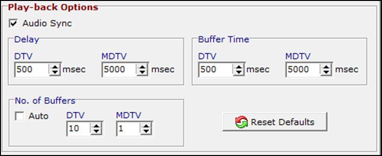 Buffer Time The buffer time gets used to pre-buffer Audio/Video data, i.e. for this time the play-back gets delayed No. of Buffers Defines the number of buffers.