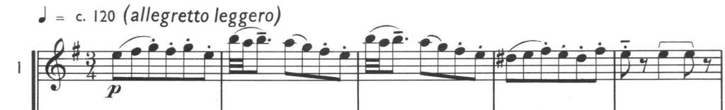 Figure 20: The Old Polish Suite, Dance I: Cenar (B-section Melody) Original version of the B-section melody in Dance I: Cenar, found at RM.3 played by the first violins.