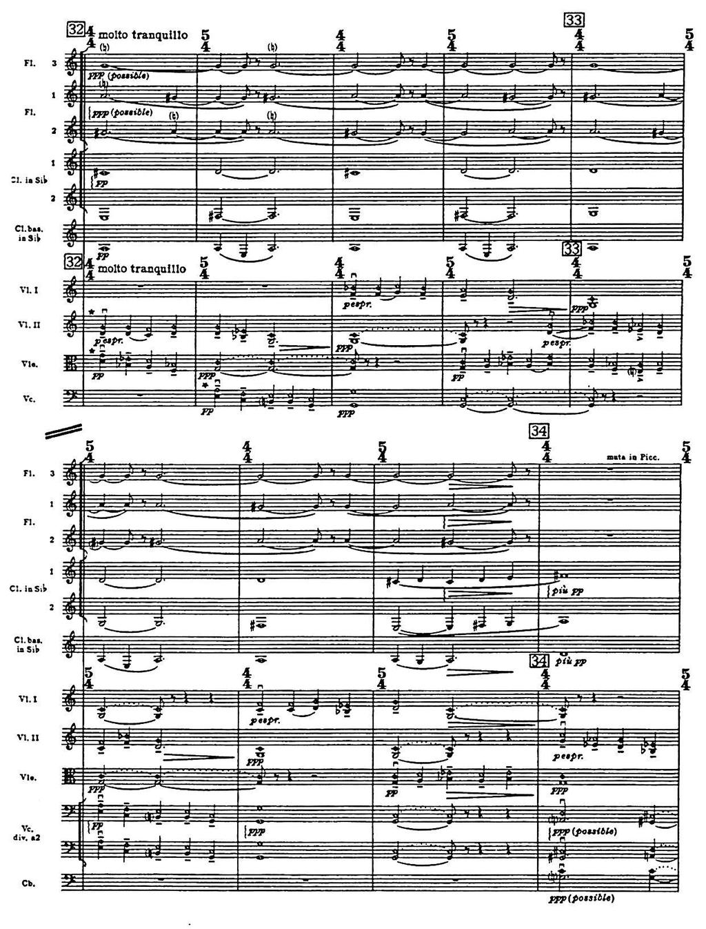 Figure 43: Sinfonia Sacra, Hymn (Orchestral Layering) The Hymn, from RM.32 providing an example of orchestral layering in Sinfonia Sacra played by the entire orchestra.