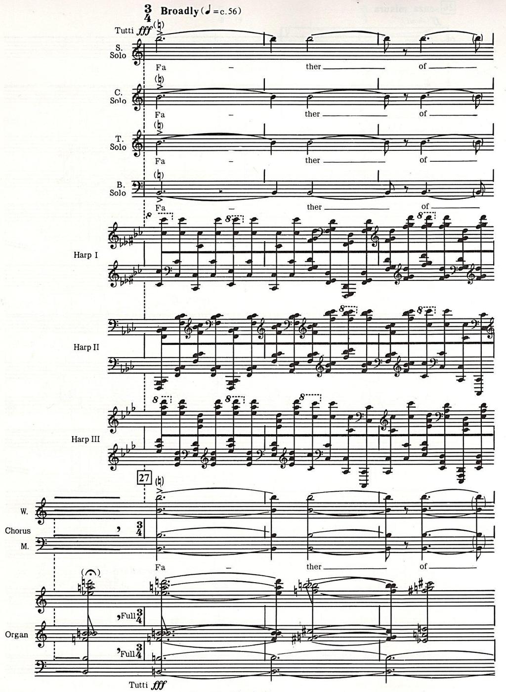 Figure 63: Universal Prayer (Finale) The final bars of the Universal Prayer where the soloists and
