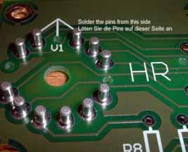 Solder the mouser pins as shown below. 2. Solder resistors R8-R13.