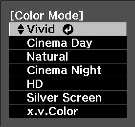 Selecting the color mode Press and select the color mode from the menu.