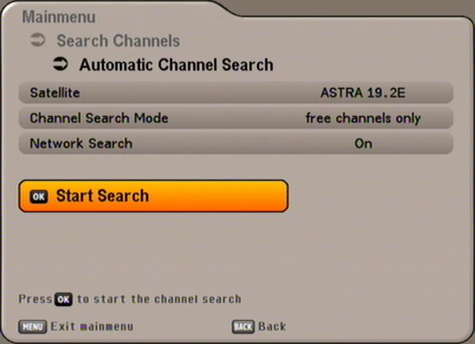 SEARCH CHANNELS (CHANNEL SEARCH) Select the Channel search menu using the button, the buttons in the main menu and. Also pay attention to the bars at the bottom of the on-screen display!