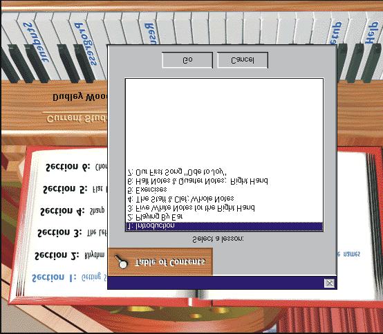 Keyboard Lessons Contents Screen The contents of the Keyboard Lessons are displayed in the full view of the Keyboard Lessons Training Handbook, as shown below.