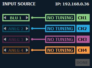 Configuring the Amp Assigning Input Sources Input sources can be assigned from the Input Source screen (see Figure 14).