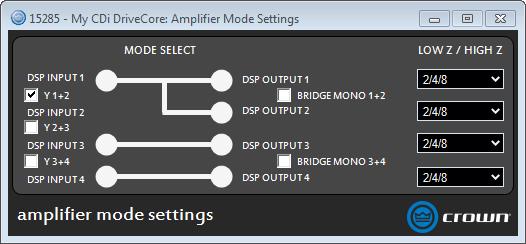 Using HiQnet Audio Architect Configuring Amp Wiring & Output Modes in Audio Architect The CDi DriveCore amplifiers are very capable and flexible