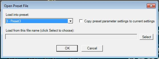 Or, select "File Open Preset File to open a preset file. 4. If opening a device file, proceed to the next step. If opening a preset file, the below window will appear.