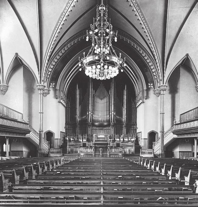 1 2 3 4 1. Interior of St. James Methodist Church around 1892 (photo by Wm. Notman and Son; photo credit: McCord Museum V2459) 2. View of the organ today (photo credit: Andrew Forrest) 3. St. James Methodist Church as seen from the other side of St.