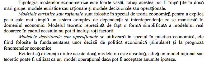 f) Modele euristice şi modele operaţionale MODELUL ECONOMETRIC UNIFACTORIAL.