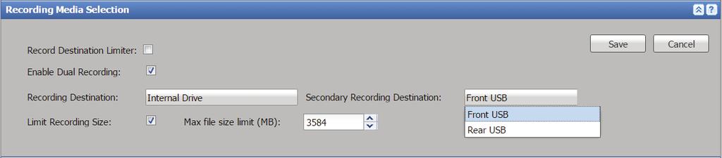 5. To save recordings to two locations at once (to use secondary recording mode): a. Select the Enable Secondary Recording checkbox (see figure 48, 1 on the previous page).