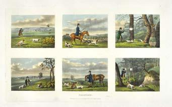 19. [ALKEN, Henry. Field Sports]. R. Ackermann, London 1829. Rare Miniaturised Scenes, each plate forming an entire narrative on Shooting, Coursing, Hunting, and Racing.