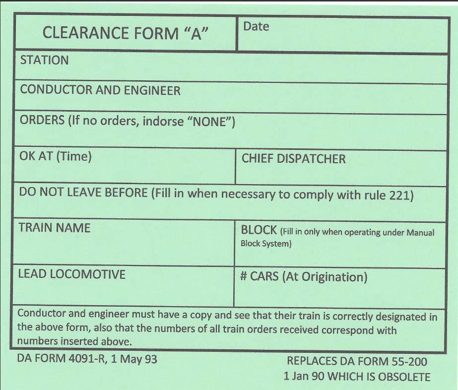 Clearance Form A This is the