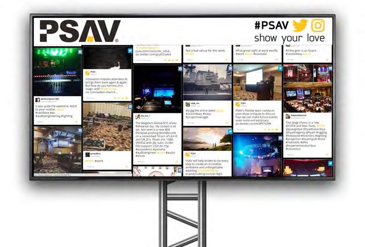 EVENT Engagement Tools SOCIAL MEDIA WALL Pulls in posts and photos from Twitter and Instagram Choose from seven full-screen display animations Customize your display color, theme, and background