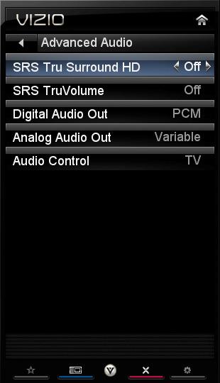 TV Speakers Turn the internal speakers On or Off. You may want to turn the internal speakers off when listening to the audio through your Home Theater System.