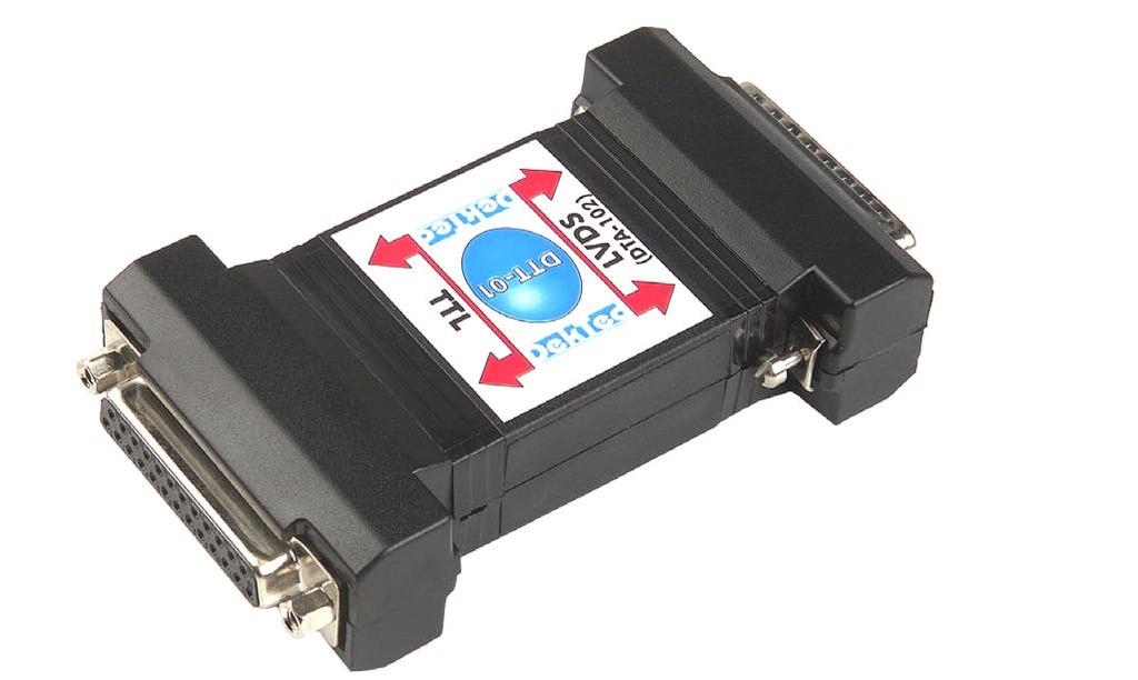 DTT-01/TTL TTL Target Adapter for DTA-102 Converts the LVDS output signals of the DTA-102 DVB-SPI output adapter to a TTL level parallel transport stream No separate power supply required: 5V power