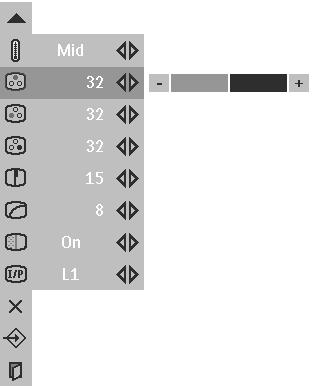 Select the item to Adjust and then press OK button. Image Adjust Menu icon Contrast Press Cursor Left/Right button to adjust image contrast. (From 0 to 63.