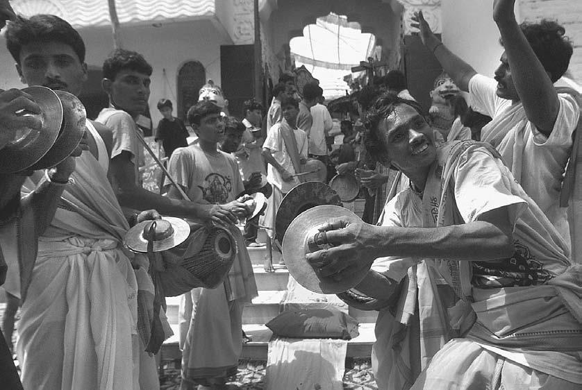 MUSIC 27 Indian devotees play music during the Jagannath Rath Yatra festival in New Delhi 1 July 2003.