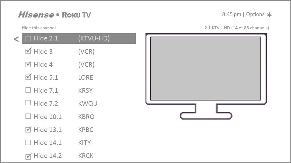 Customizing your TV Edit broadcast TV channel lineup When you set up the TV tuner as described in Setting up Antenna TV on page 22, the TV adds all the channels with good signals that it could detect