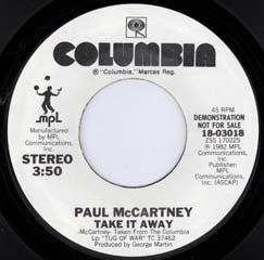"Take It Away"/"I'll Give You a Ring" Columbia 18 03018 and 44 03019 (12") Jul.