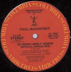 The hit version of the song was even labeled the "ballad version" perhaps to remind the public. They didn't need much of a reminder to place "No More Lonely Nights" in the Top Ten. It finished at #6.