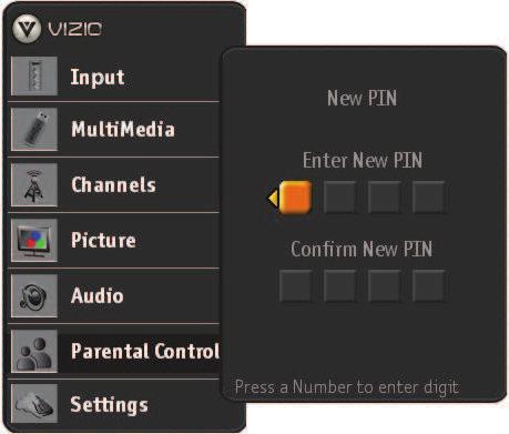 Adjusting the Parental Control settings When viewing a DTV / TV or a component, or AV source, the following parental control OSD screens are available within the Parental Control OSD menu.