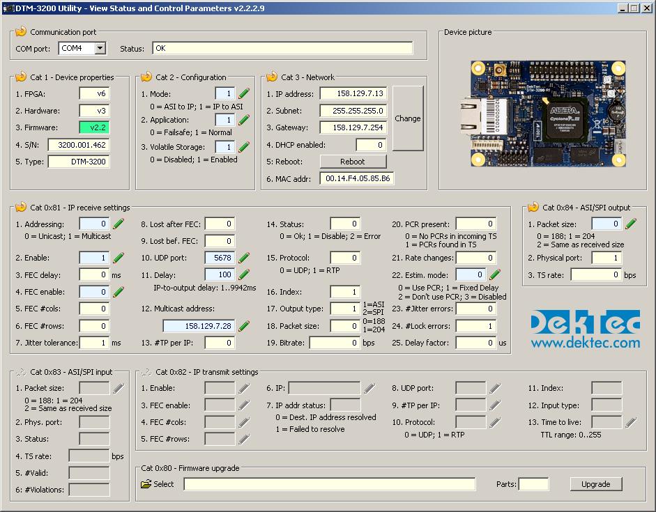Configure Port 1 to input launch DT3200 utility program