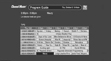 Small Text - Choose this option if you d like to see more channels and three hours of schedule in smaller text per page on the Program Guide.