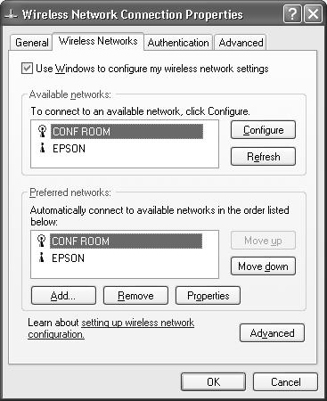 You see a screen like this: 13. Verify that you ve enabled your computer s connection to the access point. It should be listed with the small icon next to it, indicating a connection.