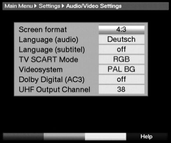 6.3.1 Picture format TV set > Use the left/right arrow keys to select the picture format appropriate for your TV set, 4:3 or 16:9.