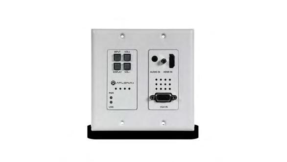 PoE-powered by receiver over distances up to 330 feet (100 m). Auto-switching between inputs. Ethernet connections for control and management. CEC, IP, and RS-232 display control.