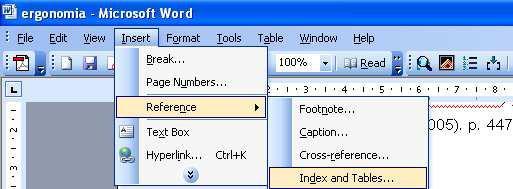 Create an index of images in Word