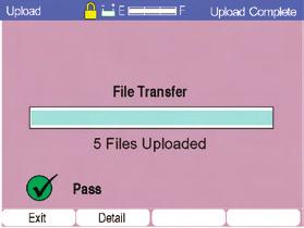 When the files have been successfully transferred, a PASS message is displayed.