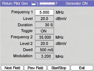 5.2.2 Return Pilot Generator Operation Chapter 5 Options Select the Return Pilot Generator icon to display the Return Pilot Generator screen. 5.2.3 Pilot 1 Frequency Select the frequency for Pilot 1
