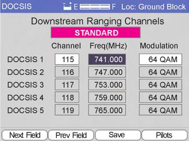 Chapter 3 User Setup Figure 3-7 When all of the desired Preset DOCSIS channels are displayed, save the setup by pressing the Save (F3) key.