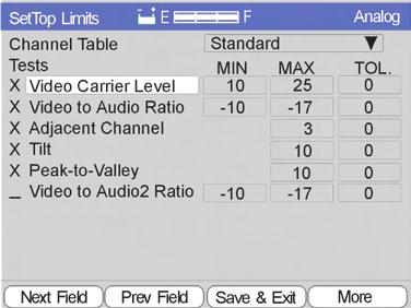 Chapter 3 User Setup 3.5 Limits When the Limits icon is selected, the first of three LIMIT screens for each location are displayed.