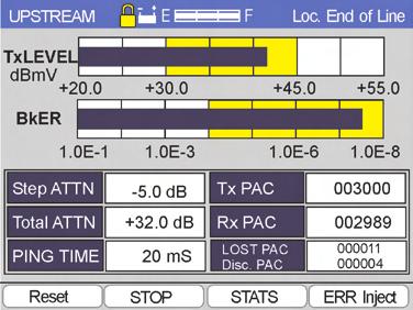 Chapter 4 Measurements TxLevel Displays the integrated cable modem s transmitted signal level. BkER Displays the calculation of the upstream lost packets vs. transmitted packets.