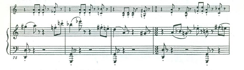 This new row (B, C-sharp, D, E, F-sharp, G, G-sharp, A, E, C, B-flat, E-flat) is handed off to the violin, but only after a third row is sounded in the piano.