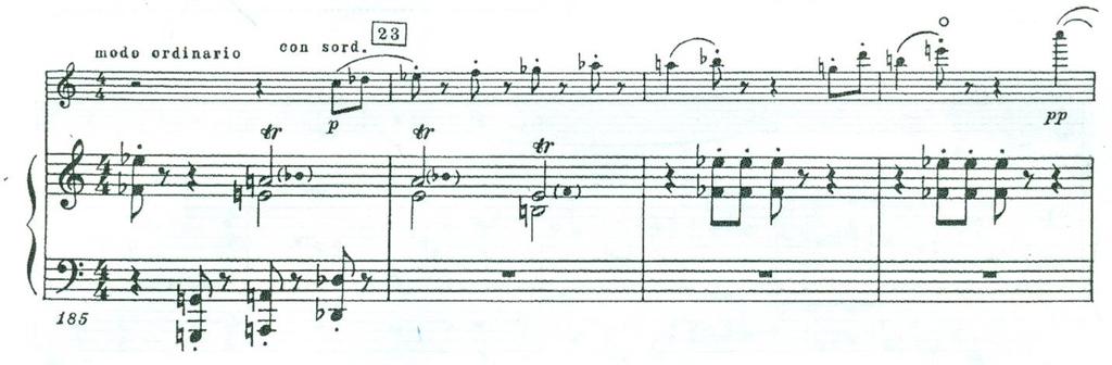 Example 4.6b Shostakovich, Violin Sonata, Op. 134, i, mm. 185-188 SONATA FOR VIOLIN AND PIANO, OP. 134 By Dmitri Shostakovich Copyright 1969 (Renewed) by G. Schirmer, Inc.