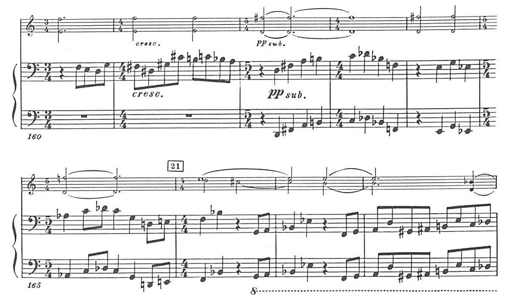 Example 4.13 Shostakovich, Violin Sonata, Op. 134, i, mm. 160-168 Row 3 similar to Row 1 SONATA FOR VIOLIN AND PIANO, OP.