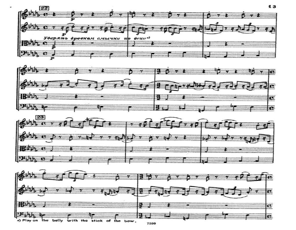 Example 5.5, Shostakovich, String Quartet No. 13, op. 138, mm. 180-189 Row 10 STRING QUARTET NO. 13 IN B FLAT MINOR, OP. 138 By Dmitri Shostakovich Copyright 1970 (Renewed) by G. Schirmer, Inc.
