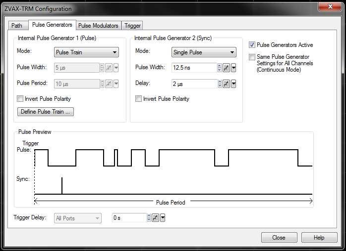 Internal Pulse Generators 2 independent pulse generators Minimum pulse width
