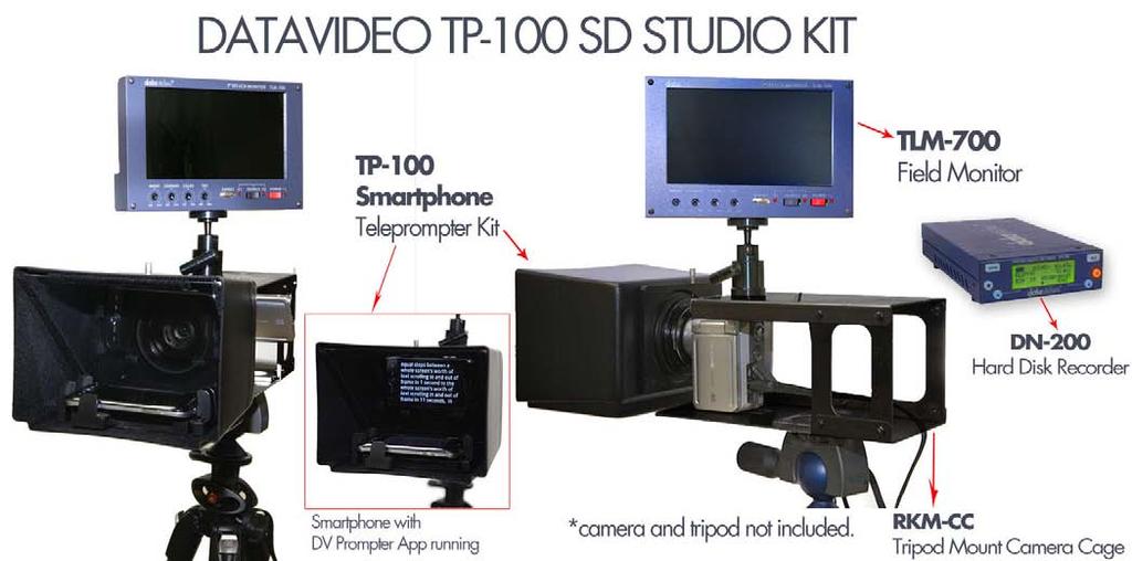 DATAVIDEO TP-100 SD STUDIO KIT Take a look at Datavideo s TP-100 SD STUDIO KIT. Now you can turn your hand-held SD camera into a tripod mounted studio tool.
