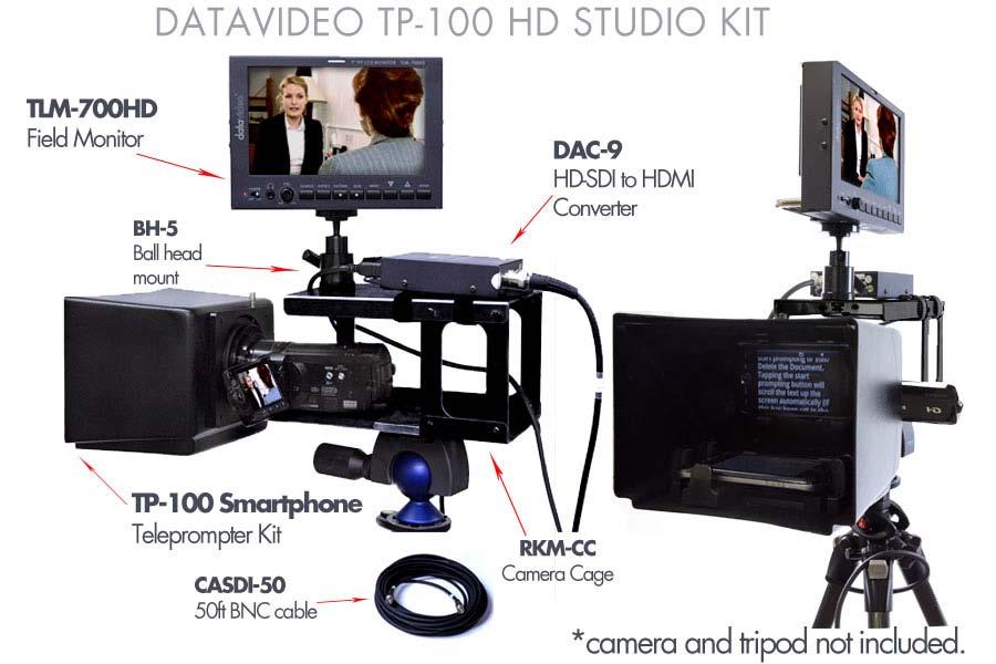 DATAVIDEO TP-100 HD STUDIO KIT Take a look at Datavideo s TP-100 HD STUDIO KIT. Now you can turn your hand-held HD camera into a tripod mounted studio tool.