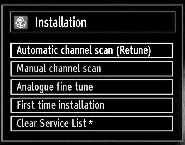 the order or delete unwanted channels. Press OK button to quit channel list and watch TV. Select Automatic Channel Scan (Retune) by using / button and press OK button.