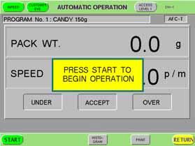 2 Level 1 OPERATOR PROCEDURES AUTOMATIC OPERATION Touch the boxed Item, "AUTOMATIC OPERATION", in the main menu.